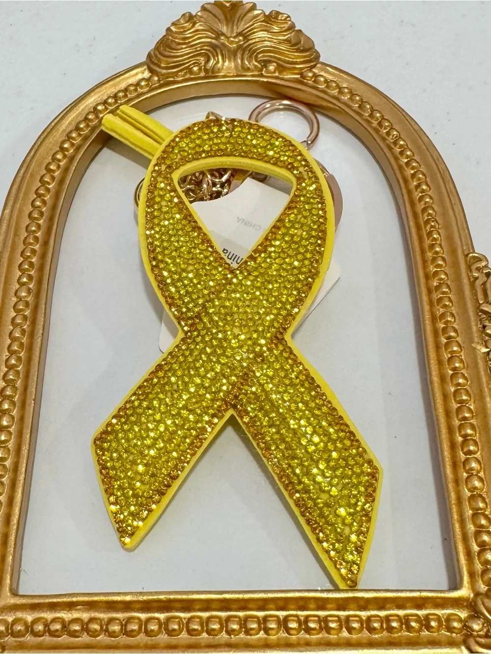New Crystal Yellow Crystal Ribbon Keychain